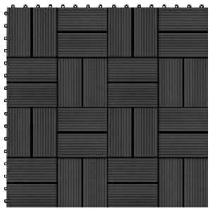 vidaXL Plăci de pardoseală 11 buc, negru, 30 x 30 cm, WPC, 1 mp imagine