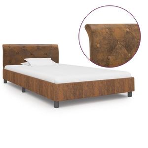 vidaXL Cadru de pat, maro, 100 x 200 cm, piele întoarsă ecologică imagine