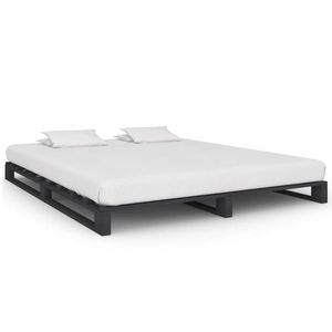 vidaXL Cadru de pat din paleți, gri, 160 x 200 cm, lemn masiv de pin imagine