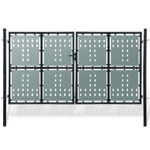 vidaXL Poartă de gard cu o ușă, negru, 300x250 cm imagine