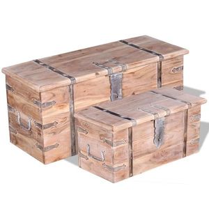 vidaXL Set cufere de depozitare, 2 buc., lemn de acacia imagine
