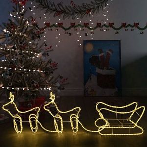 vidaXL Decorațiune de Crăciun cu reni și sanie, 576 leduri, exterior imagine