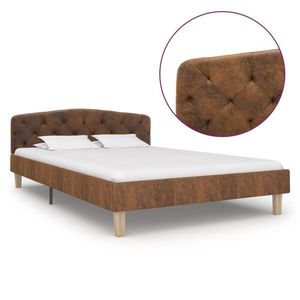 vidaXL Cadru de pat, maro, 120x200 cm, piele întoarsă ecologică imagine