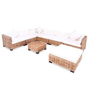 vidaXL Set mobilier cu canapea 27 piese, culoare naturală, ratan imagine