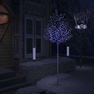 vidaXL Pom Crăciun, 600 LED-uri lumină albastră, flori de cireș 300 cm imagine