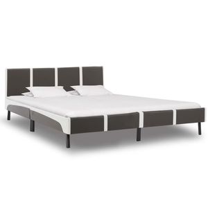 vidaXL Cadru de pat, gri și alb, 180 x 200 cm, piele ecologică imagine