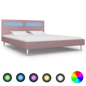 vidaXL Cadru de pat cu LED-uri, roz, 180 x 200 cm, material textil imagine
