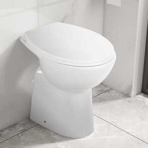 vidaXL Vas WC fără ramă, închidere silențioasă, + 7 cm, alb, ceramică imagine