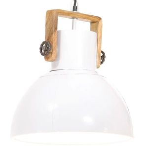 vidaXL Lampă suspendată industrială, 25 W, alb, 40 cm, E27, rotund imagine