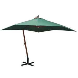 vidaXL Umbrelă de soare suspendată, stâlp de lemn, 300x300 cm, verde imagine