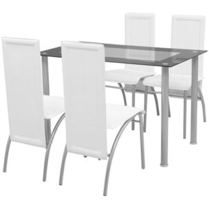vidaXL Set masă cu scaune, 5 piese, Alb imagine