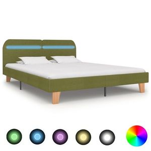 vidaXL Cadru de pat cu LED-uri, verde, 180 x 200 cm, material textil imagine