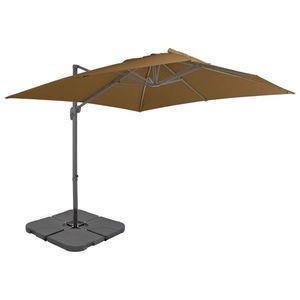 vidaXL Umbrelă de exterior cu bază portabilă, gri taupe imagine