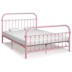 vidaXL Cadru de pat, roz, 160 x 200 cm, metal imagine