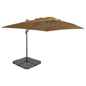 Umbrelă de exterior cu bază portabilă, gri taupe imagine