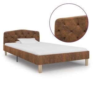 vidaXL Cadru de pat, maro, 90x200 cm, piele întoarsă ecologică imagine