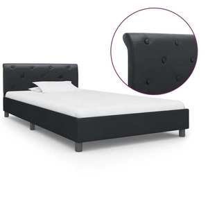 vidaXL Cadru de pat, negru, 100 x 200 cm, piele ecologică imagine