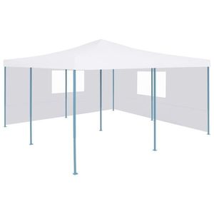 vidaXL Pavilion pliabil cu 2 pereți laterali, alb, 5 x 5 m imagine