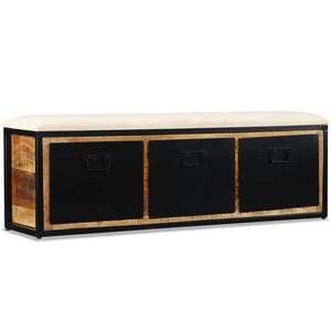 vidaXL Bancă depozitare cu 3 sertare, lemn masiv de mango 120x30x40 cm imagine