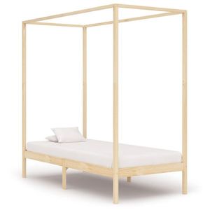 vidaXL Cadru pat cu baldachin, 100x200 cm, lemn masiv de pin imagine