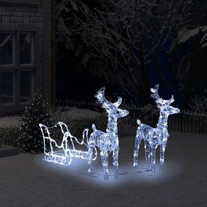 vidaXL Decorațiune de Crăciun cu reni și sanie 160 LED-uri 130cm acril imagine