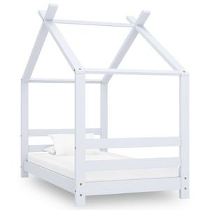 vidaXL Cadru pat de copii, alb, 70 x 140 cm, lemn masiv de pin imagine