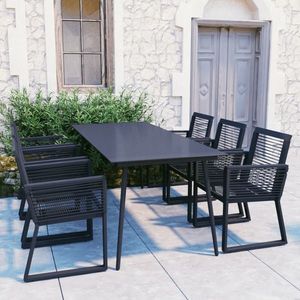 vidaXL Set mobilier de exterior, 7 piese, negru, ratan PVC imagine