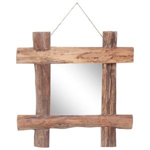 vidaXL Oglindă cu ramă bușteni, natural, 50x50 cm, lemn masiv reciclat imagine