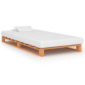 vidaXL Cadru de pat din paleți, maro, 100x200 cm, lemn masiv pin imagine