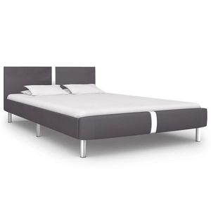 vidaXL Cadru de pat, gri, 140 x 200 cm, piele ecologică imagine