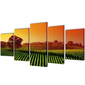 Set tablouri din pânză cu imprimeu câmpuri 100 x 50 cm imagine