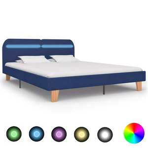 vidaXL Cadru de pat cu LED-uri, albastru, 180x200 cm, material textil imagine