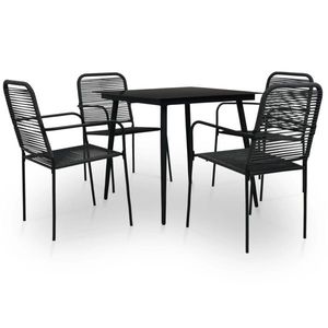 vidaXL Set mobilier de exterior, 5 piese, negru, frânghie și oțel imagine