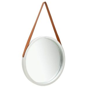 vidaXL Oglindă de perete cu o curea, 50 cm, argintiu imagine
