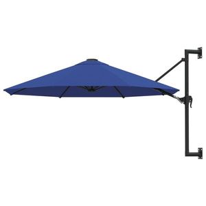 vidaXL Umbrelă de soare de perete cu stâlp metalic, albastru, 300 cm imagine