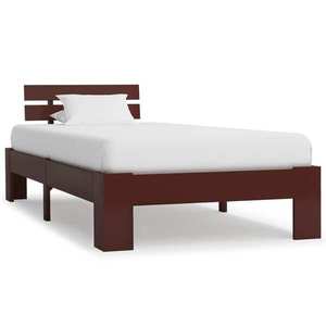 vidaXL Cadru de pat, maro închis, 90 x 200 cm, lemn masiv de pin imagine