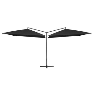 vidaXL Umbrelă de soare dublă, stâlp din oțel, negru, 250 x 250 cm imagine