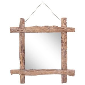 vidaXL Oglindă cu ramă bușteni, natural, 70x70 cm, lemn masiv reciclat imagine