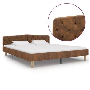 vidaXL Cadru de pat, maro, 180x200 cm, piele întoarsă ecologică imagine