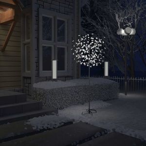 vidaXL Pom Crăciun, 200 LED-uri alb rece, flori de cireș, 180 cm imagine