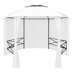 vidaXL Pavilion de grădină cu perdele, alb, 360x312x265 cm, 180 g/m² imagine