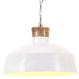 vidaXL Lampă suspendată industrială, alb, 42 cm, E27 imagine