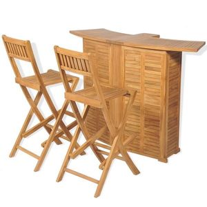 vidaXL Set de bar cu scaune pliabile, 3 piese, lemn masiv de tec imagine