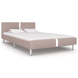 vidaXL Cadru de pat, cappuccino, 140 x 200 cm, piele ecologică imagine