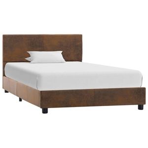 vidaXL Cadru de pat, maro, 100x200 cm, piele întoarsă ecologică imagine