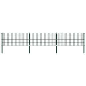 vidaXL Panou de gard cu stâlpi, verde, 5, 1 m, fier imagine