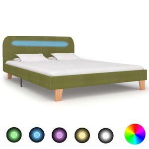 vidaXL Cadru de pat cu LED-uri, verde, 140 x 200 cm, material textil imagine