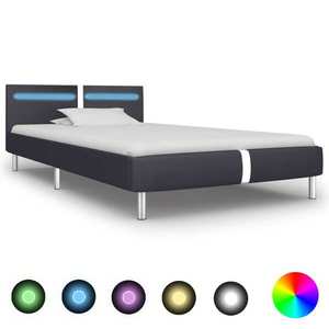 vidaXL Cadru de pat cu LED, negru, 90 x 200 cm, piele artificială imagine