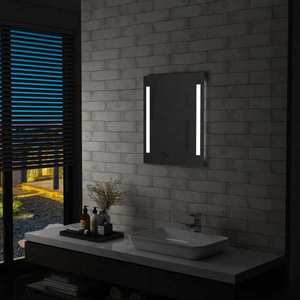 vidaXL Oglindă cu LED de perete pentru baie, cu raft, 50 x 70 cm imagine