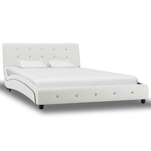 vidaXL Cadru de pat, alb, 120 x 200 cm, piele ecologică imagine
